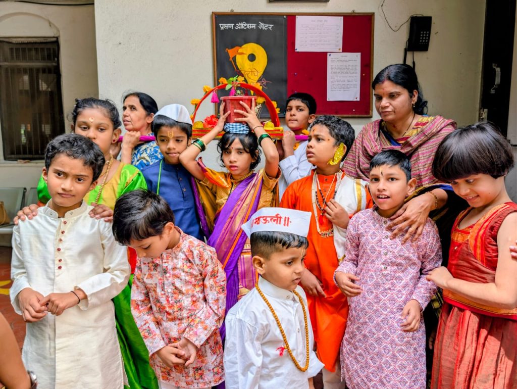 Kids celebrating palkhi