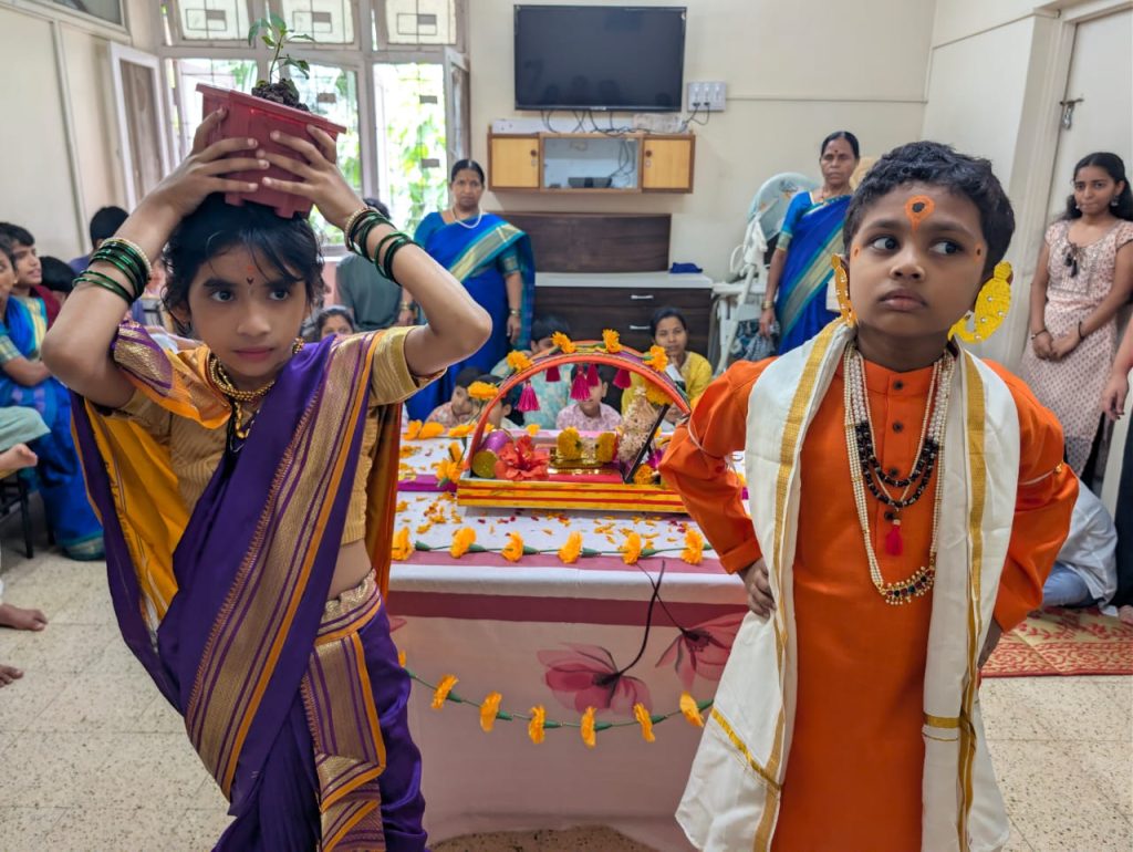 Kids celebrating palkhi